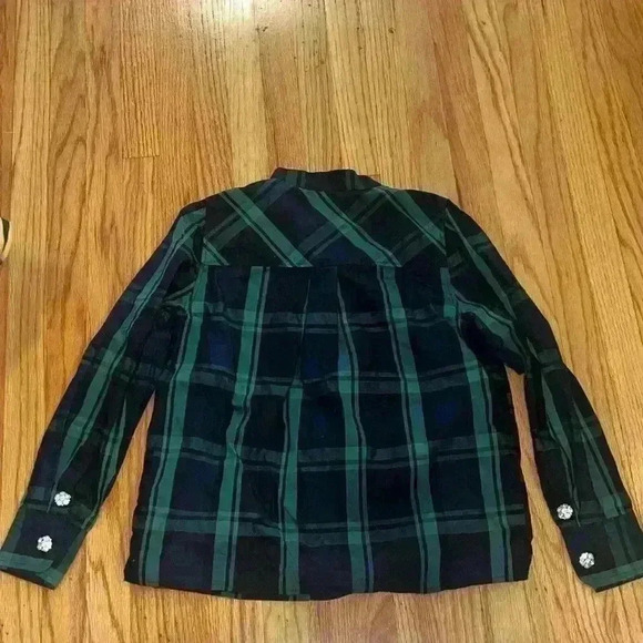 J. Crew Fresco top with jewel buttons in Black Watch tartan Size XXS - Picture 5 of 11